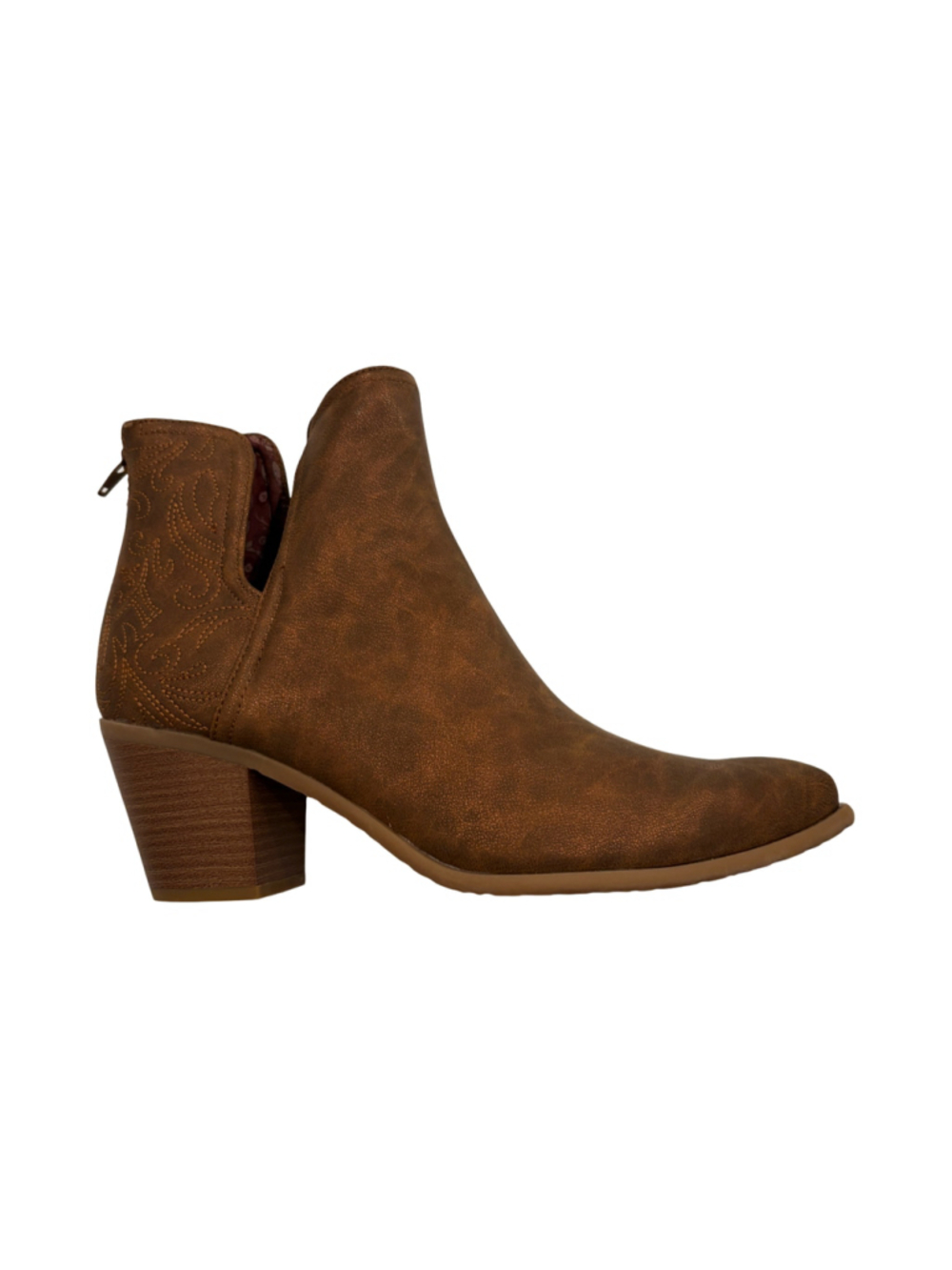 Women's Baretraps Brown Ankle Booties. -faux leather-size 11-w/stitch design